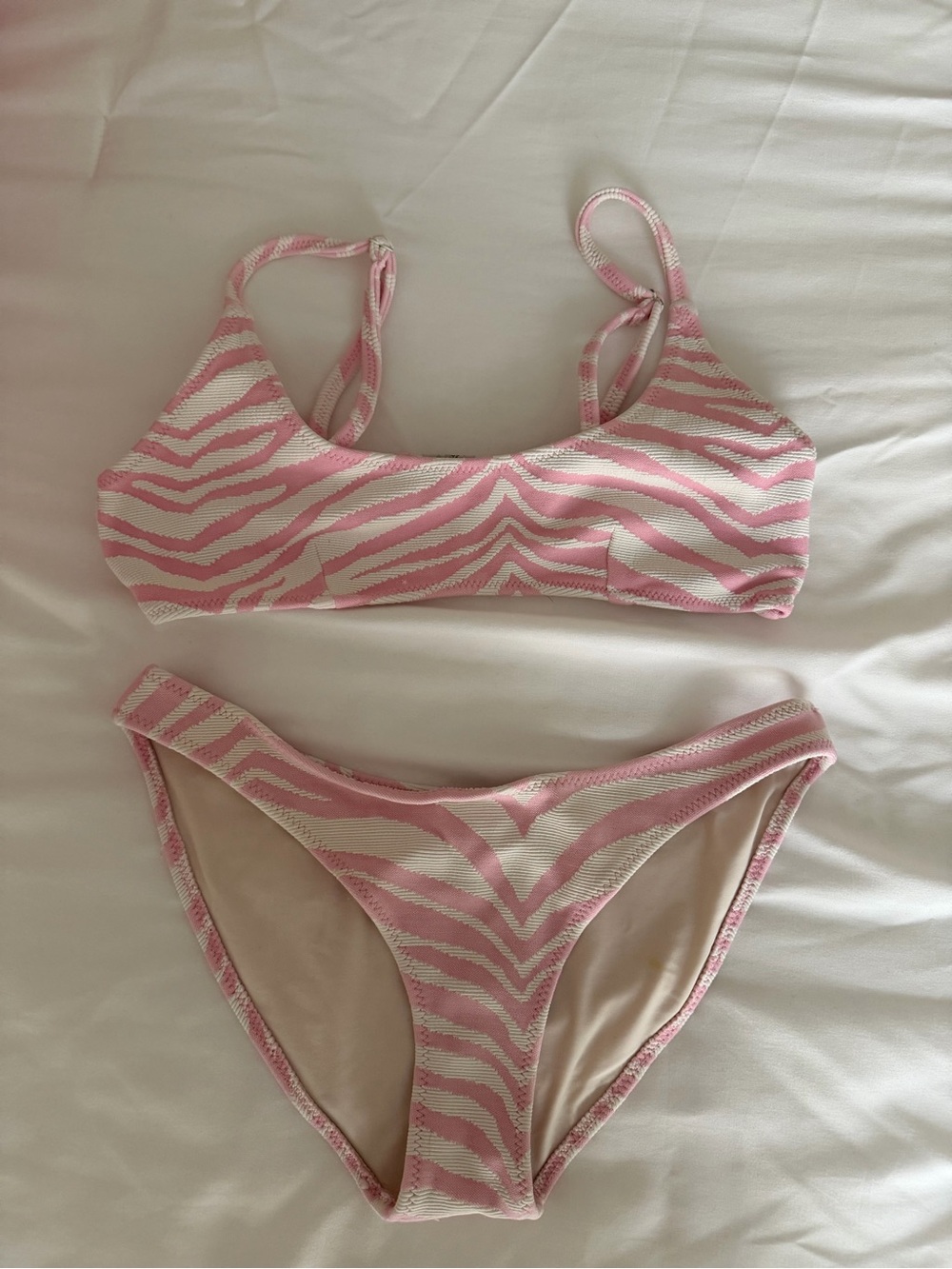 triangl swimwear Pink and White Striped Bikini Top
